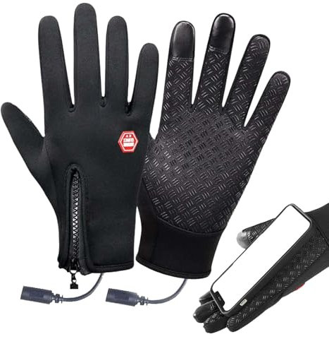 Rrlihjgu Doublures de gants chauffants, gants chauffants électriques fins pour homme et femme, gants de ski chauffants à batterie électrique, gants chauffants étanches pour écran tactile pour le