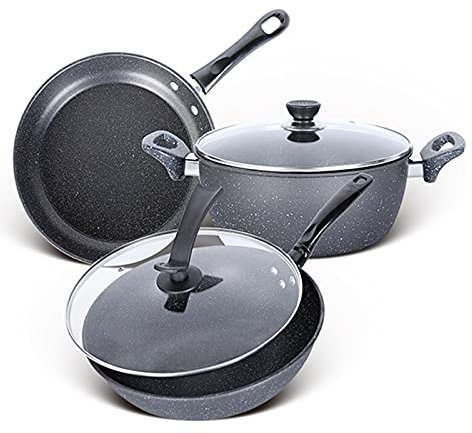 AYCDL Kochgeschirr-Set Bratpfanne Suppentopf Schmortopf Wok Antihaft-Pfanne Stielkasserolle Kochtopf-Set Küchenkasserolle Eintopf Dampfgarer Kessel