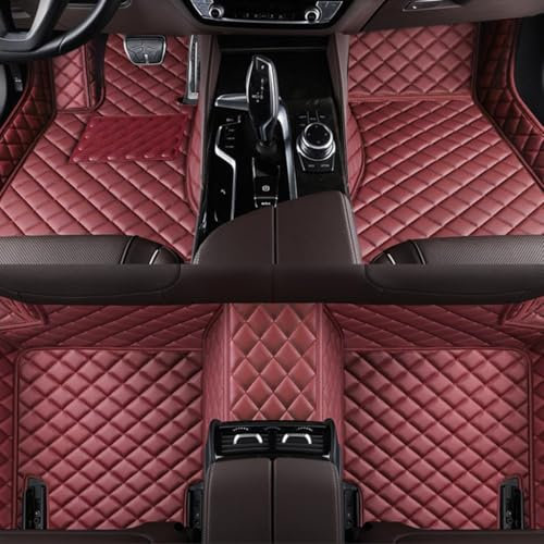 Teptal Nach Maß Auto Leder Vollständig Geschlossene Fußmatten für Smart Smart #1 2023-2024, Allwetterschutz Fussmatten rutschfeste Abriebfest wasserdichte,F/Wine-red