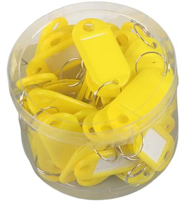 GizmoSynth Lot de 50 étiquettes porte-clés en plastique avec étiquettes d'identification pour bagages, jaune, S