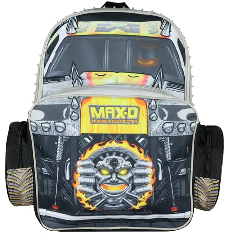INTIMO Monster Jam Backpack Max-D Maximum Destruction 3D Monster Truck Kids School Book Bag with Laptop Tech Sleeve