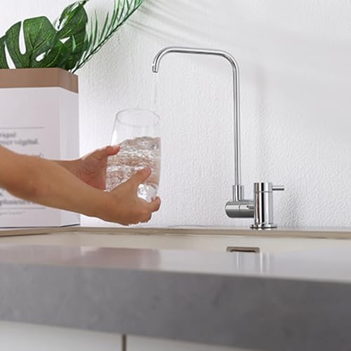 Rubinetto Lavello Cucina Cromo Solo Acqua Fredda Rubinetto Acqua Filtrata Monocomando Ottone,Cromo Placcato