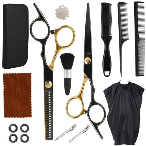 et Forbici Parrucchiere Professionali 16 Pezzi – Forbici Capelli 6,7 in Acciaio 440C, Forbici per Sfoltire i Capelli & Forbici per Capelli – Kit Forbici Barbiere per Uomo, Donna e Bambini