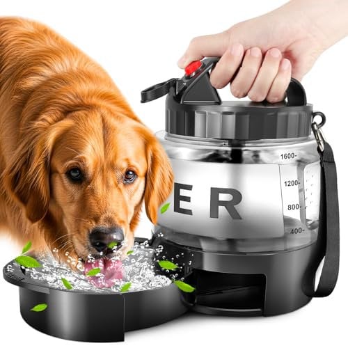 Portable Dog Water Bottle Bowl - 1600ml Travel Water Bowl Dispenser for Dogs Leak Proof, Suitable for Large Pet Drinking, A Must Have for Outdoor, Camping, Walking, Beach, Hunting, and Other Scenes