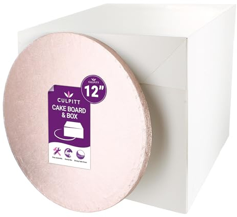 Culpitt 12 (30.5cm) Rose Gold Board & Extra Tall Box Set | Rose Gold Board & Extra Tall White Box, Fits 10 Sponge Or 9 Fruit Cake, Easy To Assemble