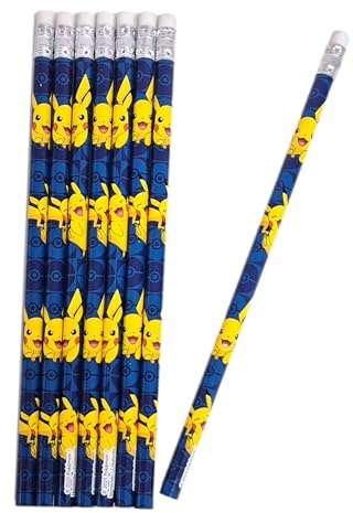 Theonoi Pokémon Lot de 8 crayons de papeterie pour enfant (8 pièces) - Cadeau d'invités pour anniversaire d'enfant à remplir le cornet d'école - Pour la rentrée scolaire (Pokémon Pikachu)