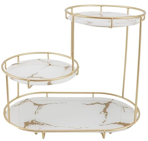 Mtlavishness Make-up-Regal, Organizer, modernes Eisen-Glas-Arbeitsplatten-Waschtischregal für Badezimmer, Kosmetik- und Hautpflege-Aufbewahrung, weißes Finish (Weiße Basis)