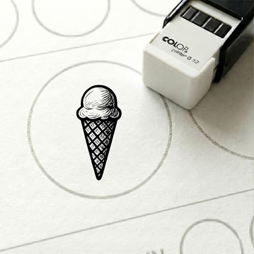 Dekolando Bonusstempel Eis Eiswaffel 10x10 mm – Bonuskartenstempel für Eisdiele Gelateria Café Dessertshop - Stempel Bonuskarte Kundenkarte Stempelkarte