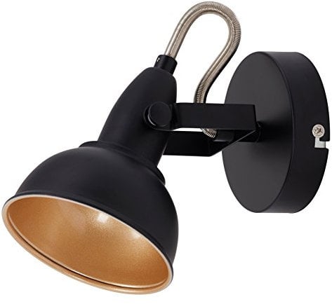 BRILONER - Wandleuchte Innen schwenkbar, Vintage, E14 Fassung, max. 40 Watt, Wandlampe innen, Wandstrahler, Wandlicht, Wandbeleuchtung, Schlafzimmer, Flurlampe, 15,6x10 cm, Schwarz-Gold