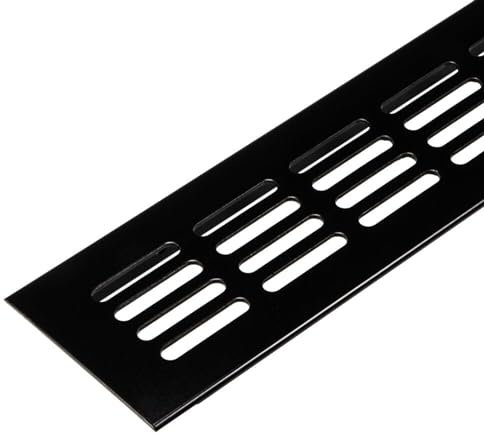Gedotec Rejilla de ventilación para puerta | Color negro | Rejilla de ventilación rectangular de aluminio | 500 x 60 mm | Rejilla de aluminio para calefacción – pared, etc. | 1 pieza