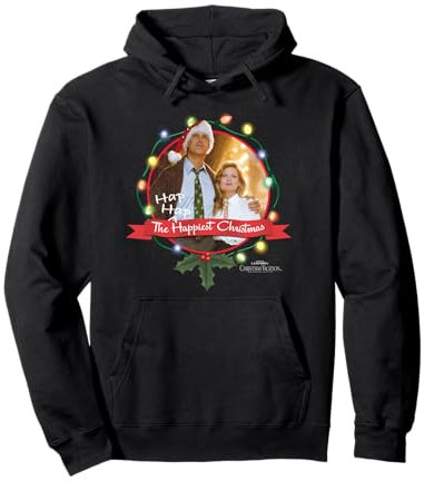 Warner Bros. Christmas Vacation Ha Ha Happiest Unisex Erwachsene Pullover Hoodie Schwarz S M L Klassisch Langarm Baumwolle Polyester