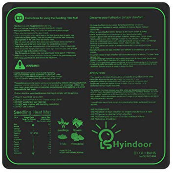 Hyindoor Tapis Chauffant Coussin de Chauffage Hydroponique Imperméable dans Serre de Jardin Heat Mat 50.8x50.8 cm