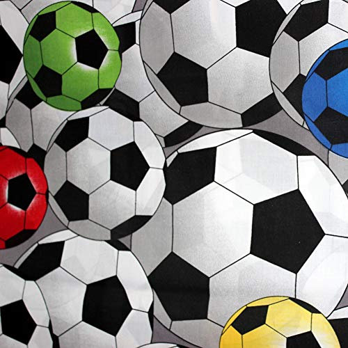 Pingianer 100x160cm Ball Football Fussball 100% Baumwolle Baumwollstoff Kinder Meterware Handwerken Nähen Stoff (Ball Blau Grau Grün, 100x160cm (11,99€))