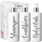 Print Maniacs 3 Set Mrs Hinch Inspired White Personalised Dispenser Pump Bottles Shampoo Conditioner Body Wash (Grey)