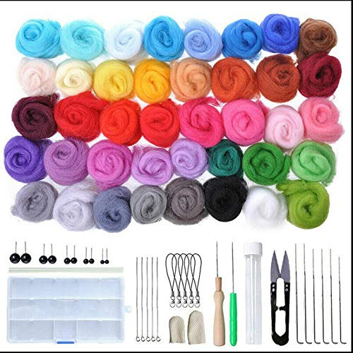 Joyeee Nadelfilz-Sets für Erwachsene, mit 40 Farben, Filzwolle Set, Filznadeln, Premium-Nadelfilz-Wollfilz-Sets für Anfänger, Erwachsene, Filzform, Bastelwolle