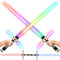 USA Toyz Crossbeam – Épée lumineuse galaxie pour enfants ou adultes – Ensemble d'épées à double lumière 2 en 1 avec son FX, 6 LED à changement de couleur, sensible au mouvement, rétractable, double