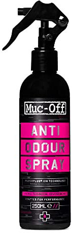 Muc-Off Spray Antiolor, 250 Mililitros - Eliminador de Olores Efectivo para Telas y Textiles - para Refrescar Ropa y Equipos Deportivos