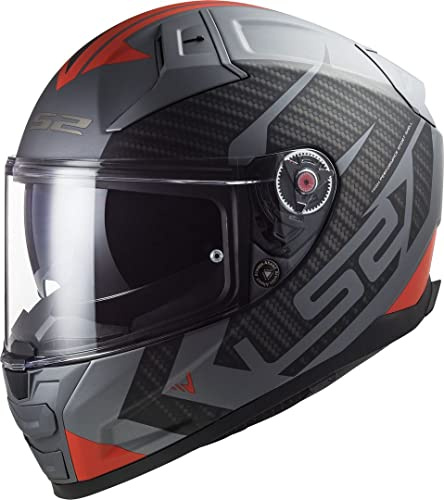 LS2, Integraler Motorradhelm Vector II Splitter Matt Titanium Red, S