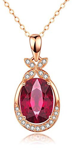 Gualiy Tourmaline Pendant Necklace, Pendant Necklace Rose Gold Butterfly Oval Shape Tourmaline 3ct Necklace
