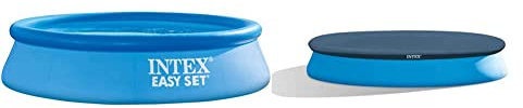 Intex Easy Set Pool - Aufstellpool, 305 x 76 cm & Abdeckplane 28023, für Easy Set Pools, 457 cm, dunkelblau