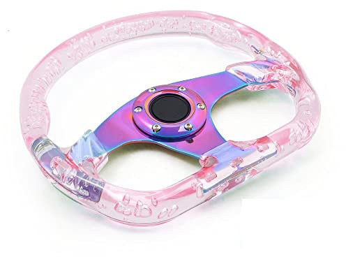 Sportlenkrad 320mm 12.5inch Acryl Lenkrad & Hornknopf 6 Löcher Modified Sports Lenkrad 10 Farben SportlenkräDer (Color : Pink)