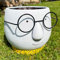 Darthome Cement Face Planter With Glasses White Garden Human Head Plant Pot With Drainage (Large 16cm)