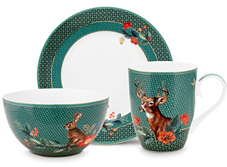 PIP STUDIO 51020165 Winter Wonderland Frühstücksset Green Set3