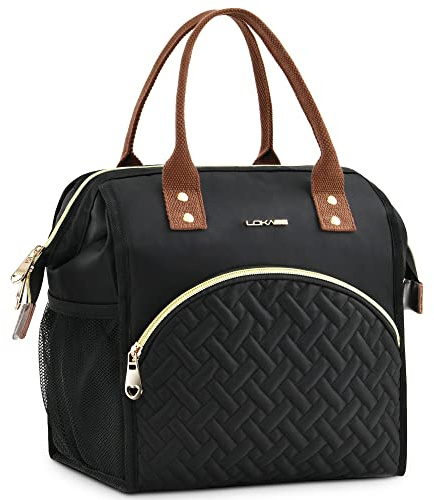 BAGNN Kühltasche 10L Isoliertasche Lunchtasche für Damen und Herren, Lunchbox Tasche für Arbeit Büro Picknick, Tragbare Faltbar Lunch Bag – Schwarz