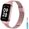 BDIG Correa Compatible para Redmi Smart Band 2 &Xiaomi Smart Band 8 Active, Metal Correa Redmi Band 2 Pulsera de Repuesto de Acero Inoxidable Hebilla Ajustable Correa para Xiaomi Redmi Band 2