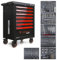 WIDMANN Tool Trolley Cabinet with 233pcs Tools Steel Workshop Storage Chest Carrier ToolBox (TC7-6) (Black & Silver)