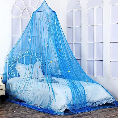 Reheyre Betthimmel, Prinzessinnen-Bettvorhangnetz, runde Kuppel-Bettvorhänge, Prinzessinnen-Betthimmel, Betthimmel Vorhänge, Indoor Outdoor Hauszelt, Baldachin Bettvorhänge für Twin Full Queen King