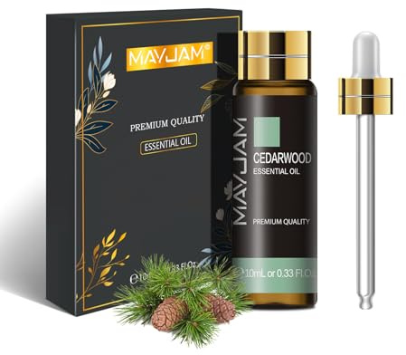 MAYJAM Zedernholz Ätherisches Öl 10ML, Zedernholzöl für Diffusor, Luftbefeuchter, DIY, Home,Wardrobes…