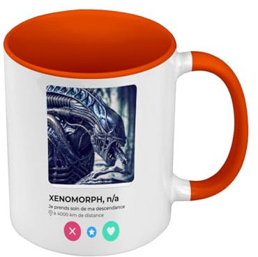 Premium Quality Colour Mug Orange – Xenomorph Alien Alien Alien Network Social Meeting Love Mug with Handle and Coloured Interior