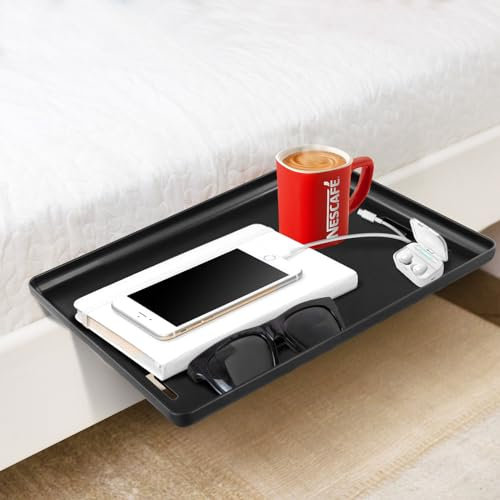 Tablette Lit Mezzanine, Étagère pour Lit Mezzanine, Table de Chevet Suspendue pour Dortoirs Universitaires, Chambres d'enfants, Lofts, Appartements, Supporte 35lbs, 32×23 cm(Noir)