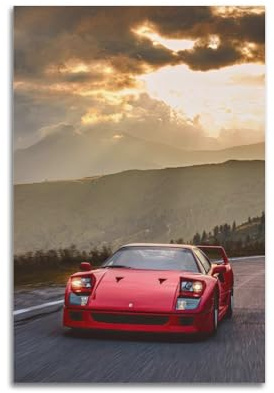 NIZIEE Supercar-Poster für Ferrari F40 Sportwagen, Supercar-Poster für Ferrari F40, Sportwagen, dekorative Malerei, Leinwand, Poster, 30 x 45 cm