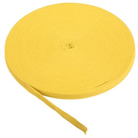 PATIKIL Baumwollband Baumwolle Gurtband 10mm x 45m, Schrägband Baumwoll Nahtband Köperband Saumband Einfassband Stoffband Webband zum Nähen für DIY Basteln Stricken Verpackung, Helles Gelb