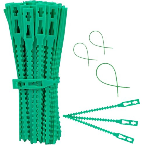 Voarge 200 Stück Pflanzenbinder, verstellbare Pflanzenhalter, Wiederverwendbar Kunststoff Gartenbinder Flexiblem Drahtkern Drehbinder für Pflanzenunterstützung