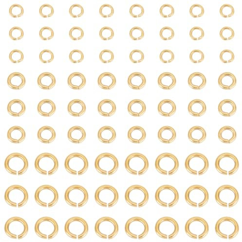 UNICRAFTALE 120 Stück 3 Größen 18 Karat Vergoldet Offene Biegeringe Edelstahl Runde Ringe 3~5mm Biegeringe Metallverbindungsringe Für Ohrringe Armbänder Anhänger Und Schlüsselanhänger