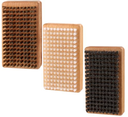 lasuroa 3stk Snowboard-Wachsbürsten-Set, 12x7x3,5cm Snowboard Bürste Einschließlich Nylon-/Messing-/Rosshaarbürste Reinigungszubehör für Snowboard