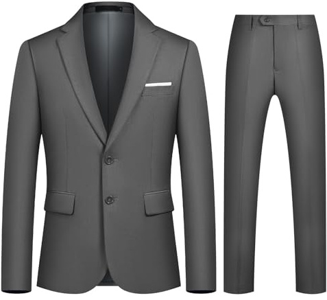 Autsel Mens Suits 2 Piece Slim Fit Two Buttons Business Jacket Pants | Tuxedo Formal Dinner Classic Blazer Trousers Wedding Dress Set Outerwear