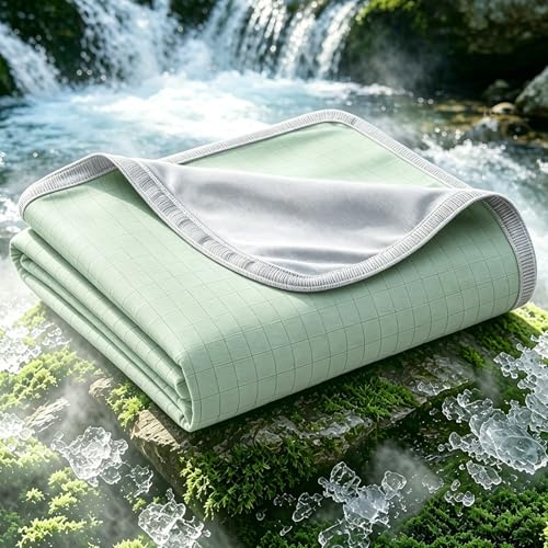 EMME Cooling Blanket for Hot Sleepers, Ice Cold Q-Max 0.45, 228x274 cm Lightweight Breathable Blanket for Bed Couch Travel, Double-Sided Cool Touch, Night Sweats Relief, Light Green