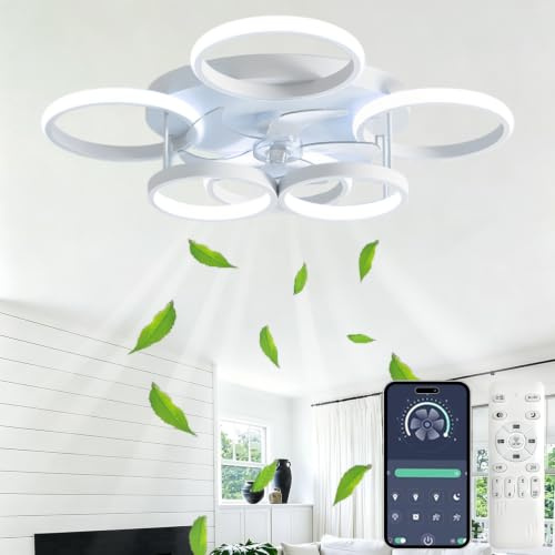 SXJCCSM 72W Ventilatore da Soffitto con Luce e Telecomando, Ø65cm, Bianco