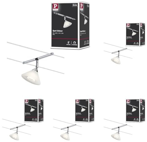 Paulmann 94138 Seilsytem Seil-Leuchte Colmar Spot Erweiterung max.10W Chrom/Satin Seilleuchte Drahtseilsystem ohne Leuchtmittel (Packung mit 5)