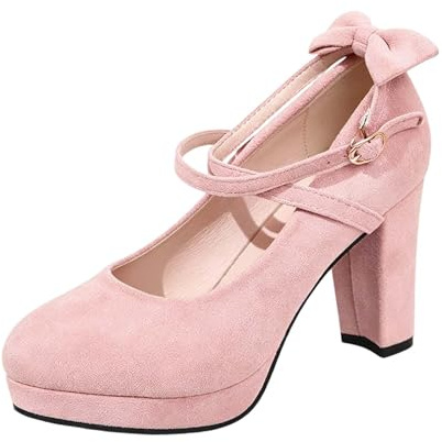 Pumps - Zapatos de tacón para mujer, tacón de bloque, zapatos de tacón cerrado, cómodos zapatos de tacón, plataforma, zapatos de baile festivos, zapatos de boda