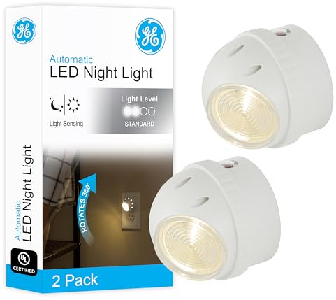 GE LIGHT Sensing LED Night Light, 360 Grad Rotation, 2 pk