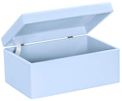 LAUBLUST Große Holzkiste mit Deckel - Allzweck-Kiste aus Holz - Aufbewahrungskiste | Spielzeug-Truhe - Geschenk-Verpackung | Deko-Kasten zum Basteln FSC® (Blau, ca. 30 x 20 x 14 cm | M)