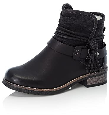 Rieker Damen Ankle Boots 94689, Frauen Stiefeletten,flach,Stiefel,Bootee,Booties,halbstiefel,Kurzstiefel,uebergangsschuhe,schwarz (00),38 EU / 5 UK
