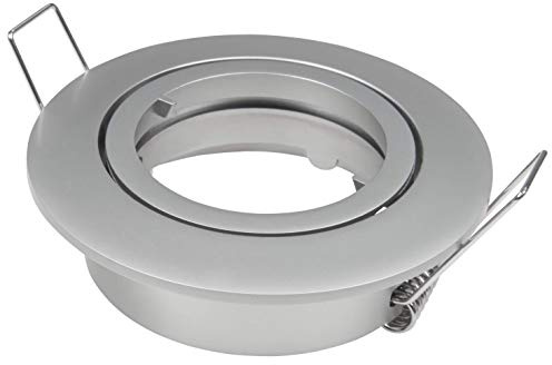 McShine Einbaurahmen DL-840 rund | Ø82mm, schwenkbar, Bajonettverschluss, Aluminium Satin Chrom | inkl. GU5.3 Fassung | für Ø50mm Leuchtmittel