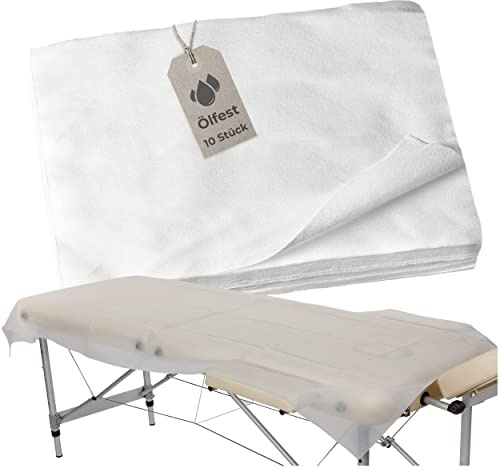 Öl- und Wasserfeste Hygiene-Auflage für Liegen und Betten, Einwegprodukt aus Vlies, 10 Stück Vorteilspack für Massage, Therapie & Private Anwendungen, 200 x 100 cm