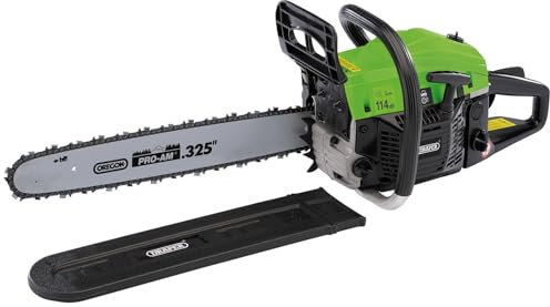 Draper 45cc Petrol Chainsaw | 1.7KW 2 Stroke 11000 RPM Engine | 450mm 18 Oregon Bar® | Easy Recoil Start | Pruning Gardening Tool | Powerful Tree Cutter | 80103